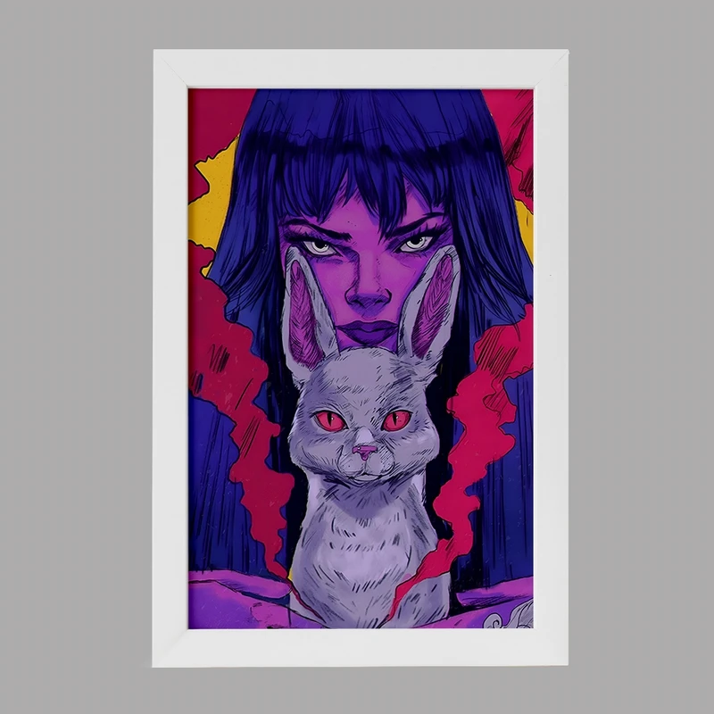 تابلو خندالو مدل دختر و خرگوش کد F5178