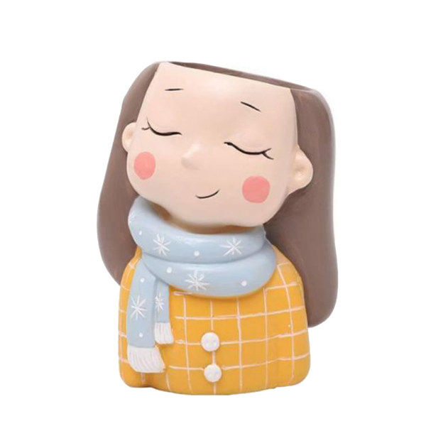 گلدان سفالی طرح دختر زمستانی مدل 46