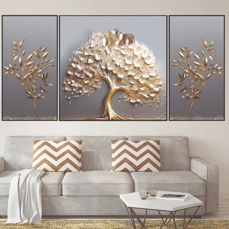 تابلو بکلیت طرح دیجیتال آرت مدل B-1994 فریم مشکی مجموعه 3 عددی