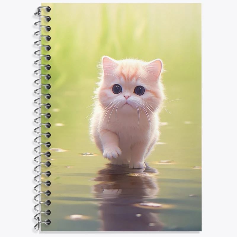 دفتر زبان 50 برگ خندالو مدل دو خط طرح گربه کیوت کد N2273