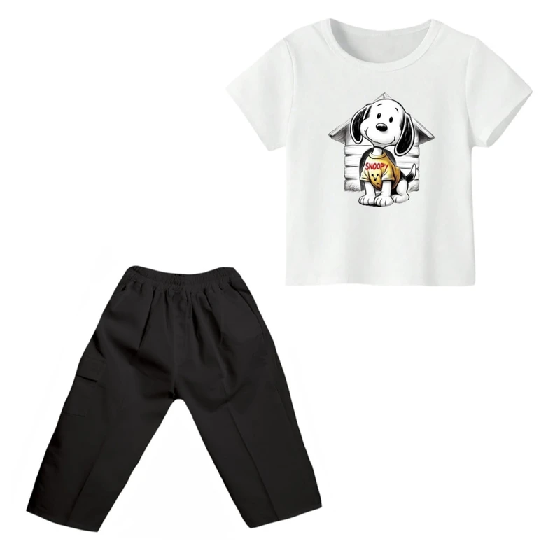 ست تی شرت و شلوارک پسرانه مدل اسنوپی کد ۸۱