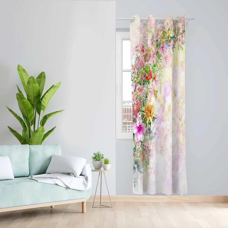 پرده طرح گل مدل مخمل پانچی کد 5630L z سایز 140x200 سانتی متر