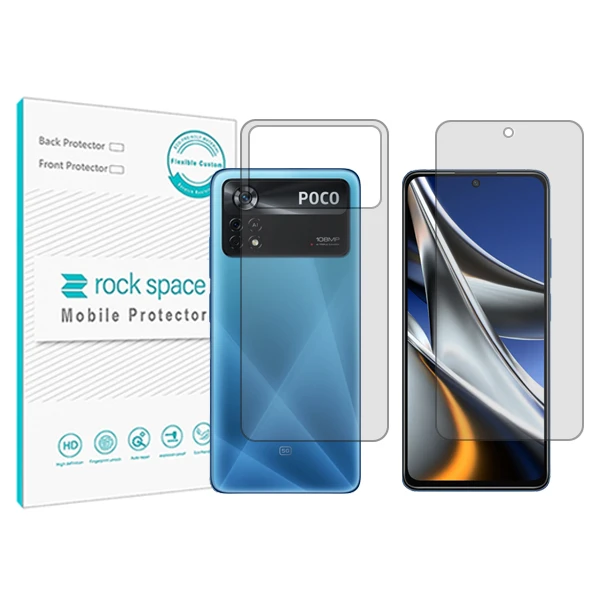 محافظ صفحه نمایش شفاف راک اسپیس مدل HyGEL مناسب برای گوشی موبایل شیائومی Poco X4 Pro 5G به همراه محافظ پشت