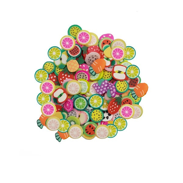 مجموعه تزئین ناخن چلیپا مدل میوه فیمو کد 104 بسته 100 عددی