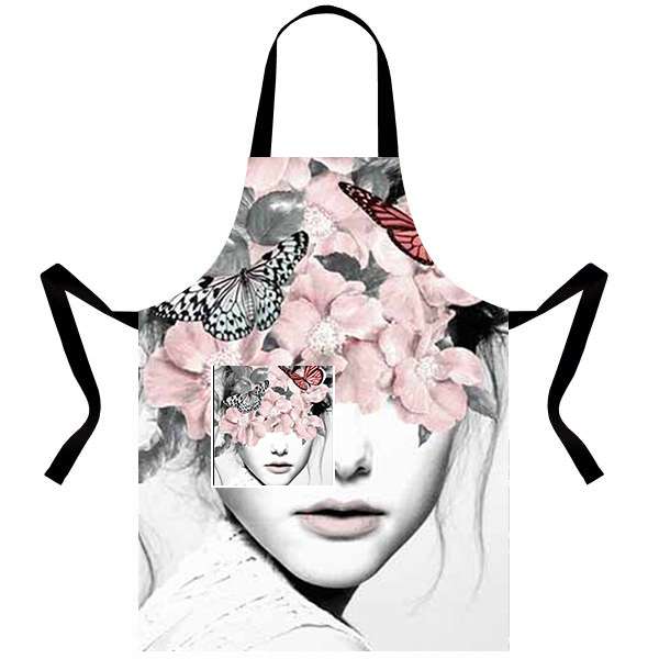 پیش بند آشپزخانه شمسه نگار مدل دختر و گل کد 36