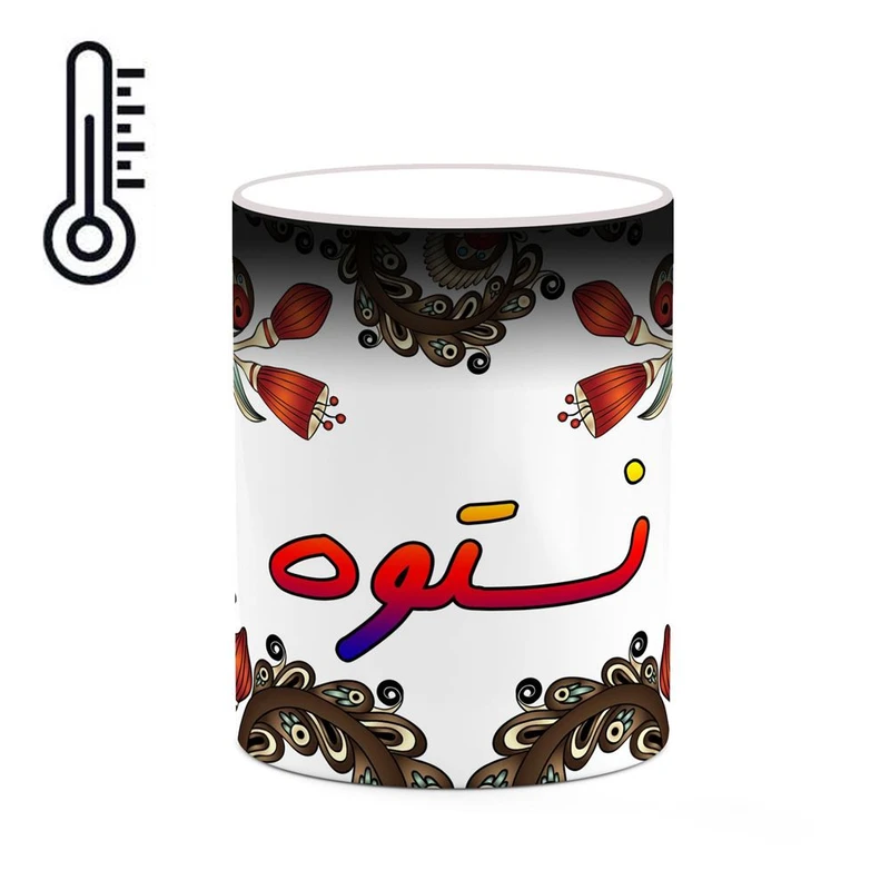 ماگ حرارتی کاکتی مدل اسم نستوه طرح سنتی گل و بته کد mgh48014