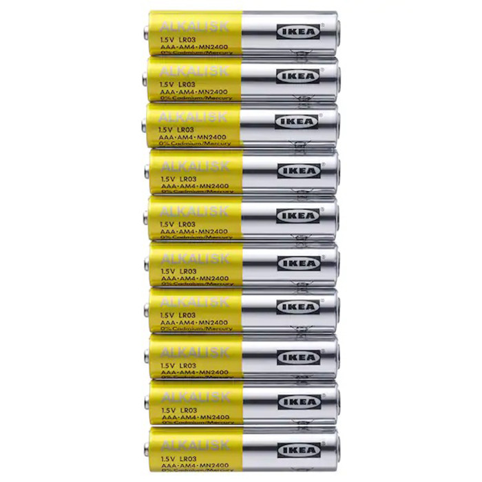 باتری نیم قلمی ایکیا مدل ALKALISK بسته 10 عددی
