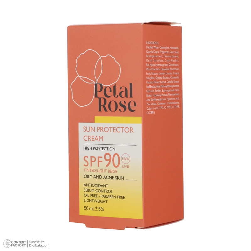 کرم ضد آفتاب رنگی پتال رز SPF 90 مدل 01 مناسب پوستهای چرب حجم 50 میلیلیتر کرم ضد آفتاب رنگی پتال رز SPF 90 مدل 01 مناسب پوستهای چرب حجم 50 میلیلیتر