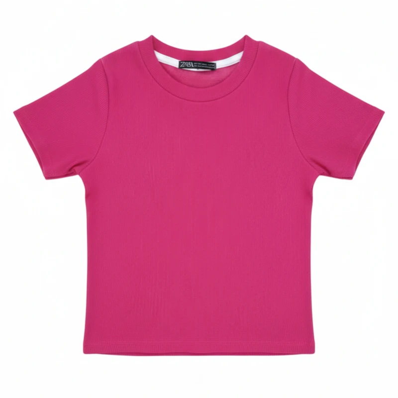 کراپ تی‌شرت آستین کوتاه زنانه مدل کبریتی