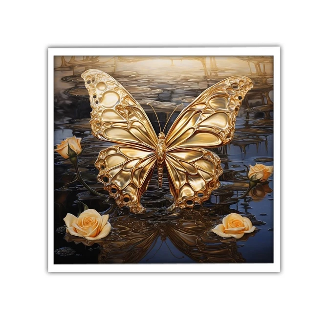 تابلو نوری بکلیت طرح گرافیکی پروانه و گل مدل W-MID-19845