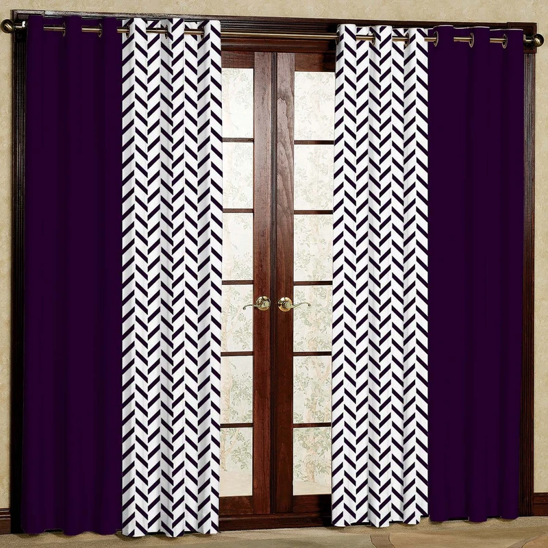  پرده بارمان دکور طرح زیگزاگ مدل هازان پانچی کد 1580ab W سایز 140x280 سانتی متر