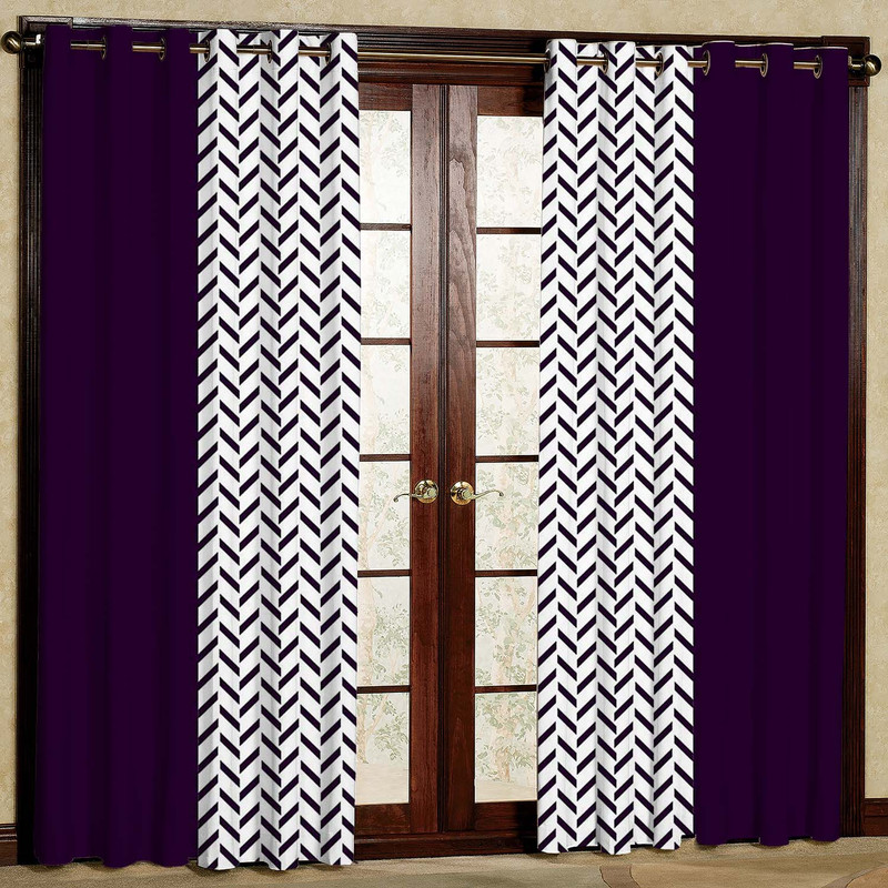  پرده بارمان دکور طرح زیگزاگ مدل هازان پانچی کد 1580ab W سایز 140x280 سانتی متر