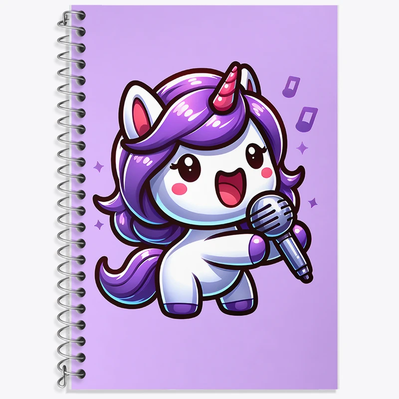 دفتر زبان 50 برگ خندالو مدل سه خط طرح اسب تک شاخ کیوت کد F7721