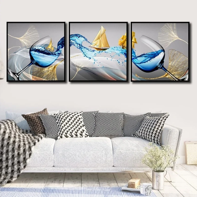 تابلو آتریسا طرح قایق مدرن مدل AT00448 مجموعه 3 عددی