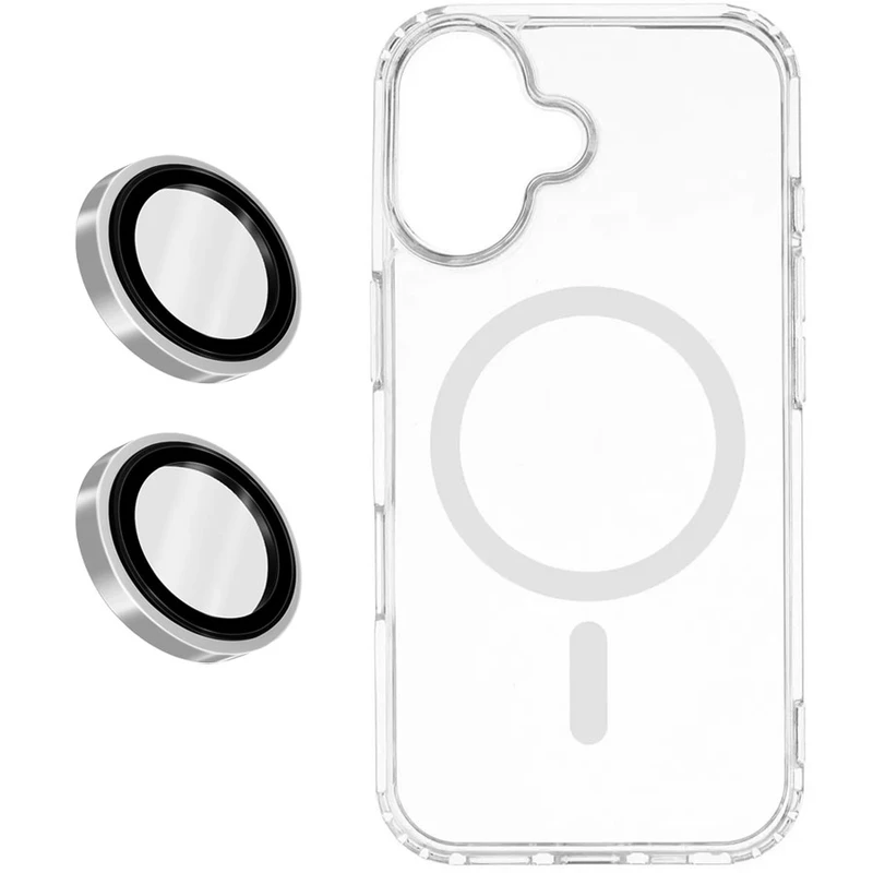 کاور مسیر مدل Clear Ring Metal مناسب برای گوشی موبایل اپل iPhone 16 به همراه محافظ لنز