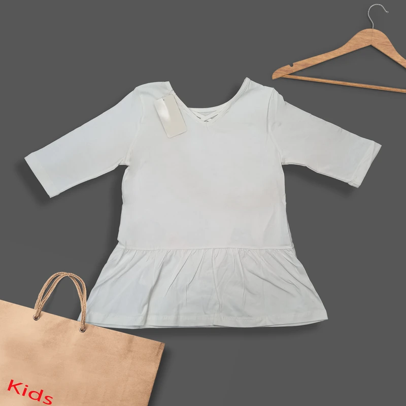 عکس شماره 2 : بلوز آستین سه ربع دخترانه مدل چین دار