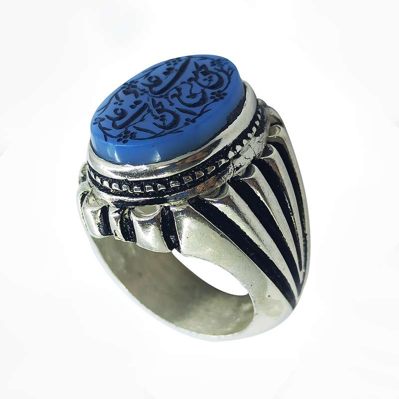 انگشتر نقره مردانه سلین کالا مدل عقیق کبود ce-k224