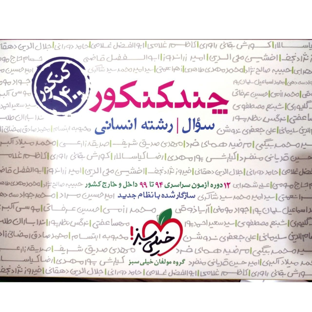 کتاب کتاب چند کنکور رشته انسانی جلد سوال ویژه کنکور 1400 اثر جمعی از نویسندگان انتشارات خیلی سبز