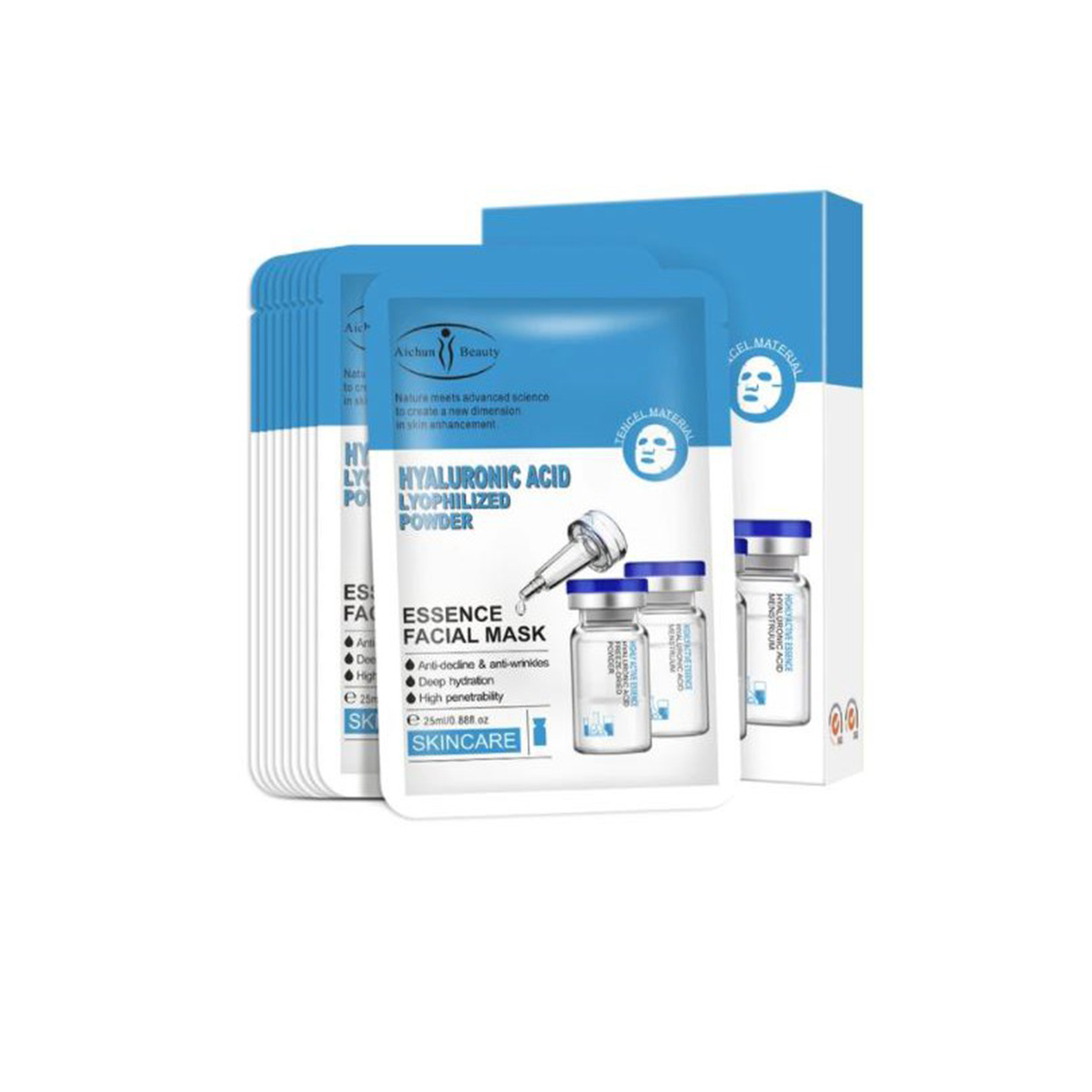  ماسک صورت ایچون بیوتی مدل HYALURONIC ACID حجم 25 میلی لیتر بسته 10 عددی