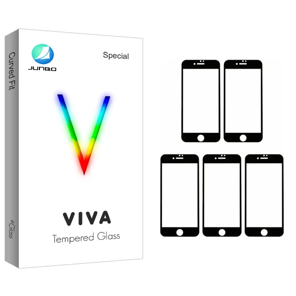 محافظ صفحه نمایش 5D جانبو مدل Viva Glass مناسب برای گوشی موبایل اپل IPhone 7 plus/8 plus بسته 5 عددی