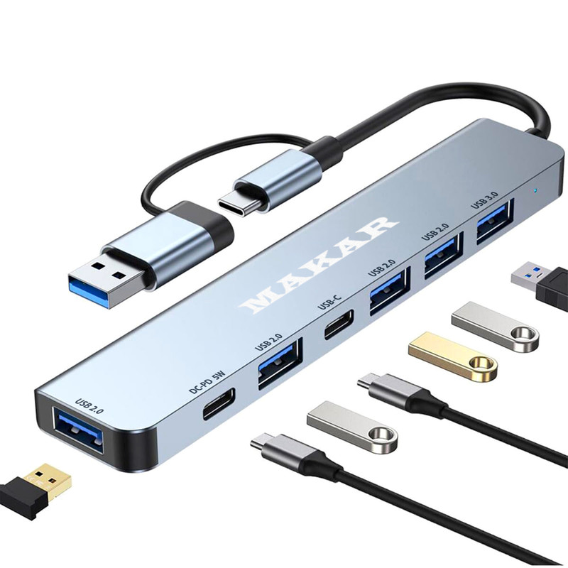 هاب 7 پورت USB 2.0 و USB 3.0 ماکار مدل 7in1 MK-HU243
