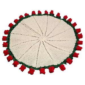 رومیزی بافتنی طرح دسته گل جاودان