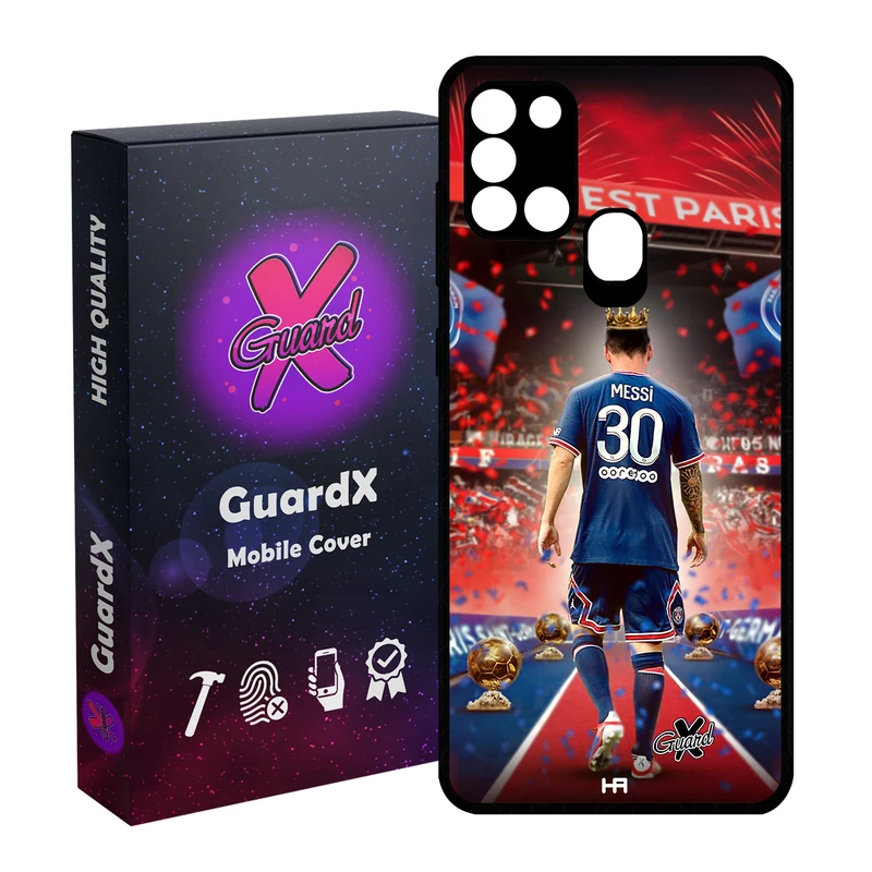 کاور گارد ایکس طرح مسی مدل Glass10377 مناسب برای گوشی موبایل سامسونگ Galaxy A21s