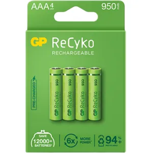 باتری نیم قلمی قابل شارژ جی پی مدل Rechargeable Recyko 950  بسته چهار عددی