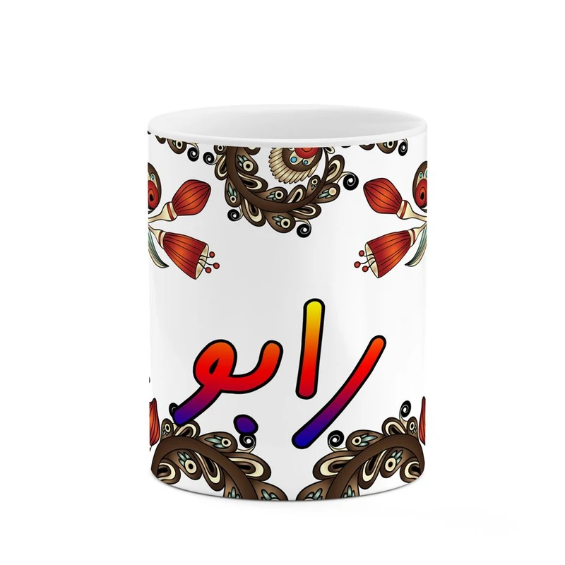 ماگ کاکتی مدل اسم رابو طرح سنتی گل و بته کد mgh45099