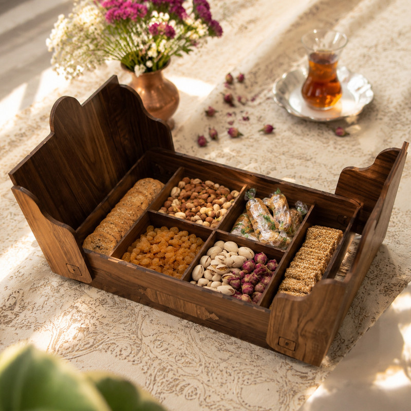 جعبه پذیرایی مدل چوبی شمسه