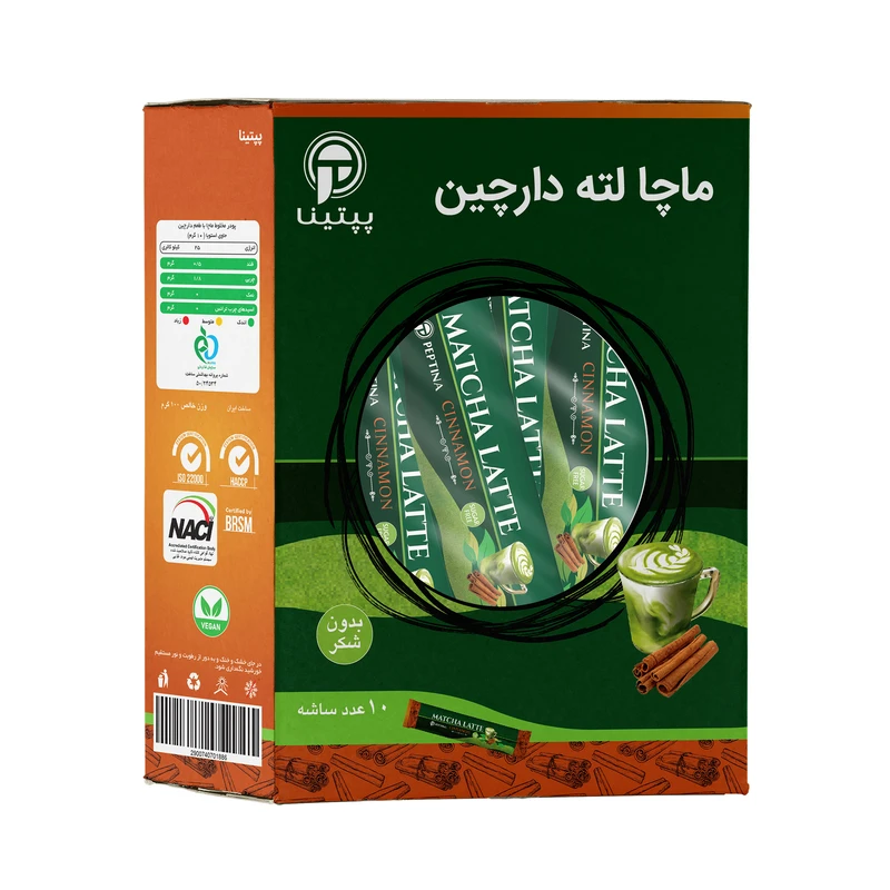 ماچا لته کارامل بدون شکر حاوی استویا پپتینا - 100 گرم بسته 10 عددی