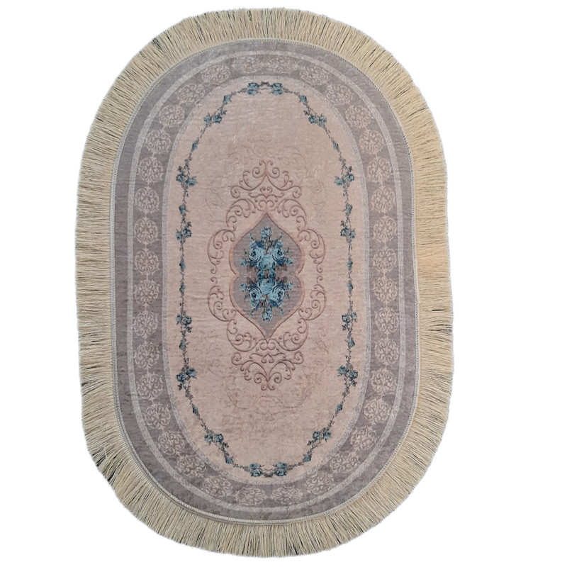 فرش پارچه ای مدل بیضی کد 222 زمینه طوسی