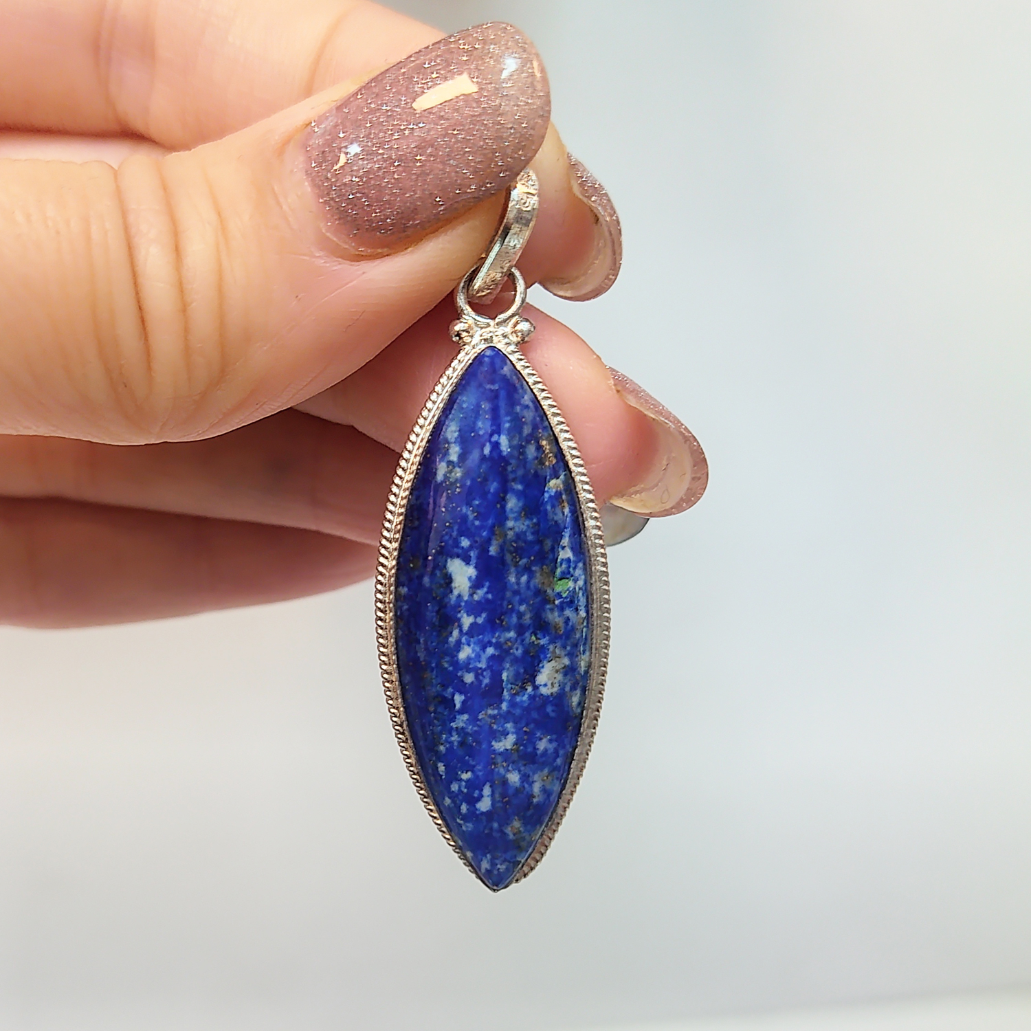 آویز گردنبند نقره مدل لاجورد کد M1151