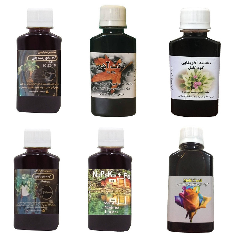 کود مایع فسفر ریشه زایی 10-52-10 و کلات آهن و کود بنفشه آفریقایی و کود پتوس و کود کامل 20-20-20 و کود گلدهی مدل life drop حجم 120 میلی لیتر کود مایع فسفر ریشه زایی 10-52-10 و کلات آهن و کود بنفشه آفریقایی و کود پتوس و کود کامل 20-20-20 و کود گلدهی مدل life drop حجم 120 میلی لیتر