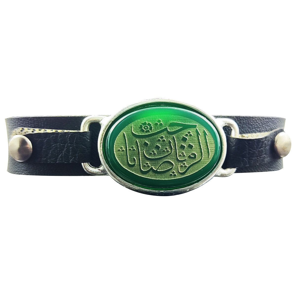دستبند سلین کالا مدل عقیق یشم طرح یا صاحب الزمان cod-92