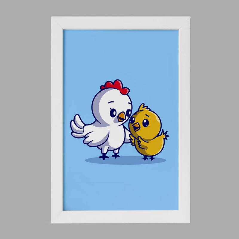 تابلو خندالو مدل حیوانات بامزه مرغ و جوجه کد 29652