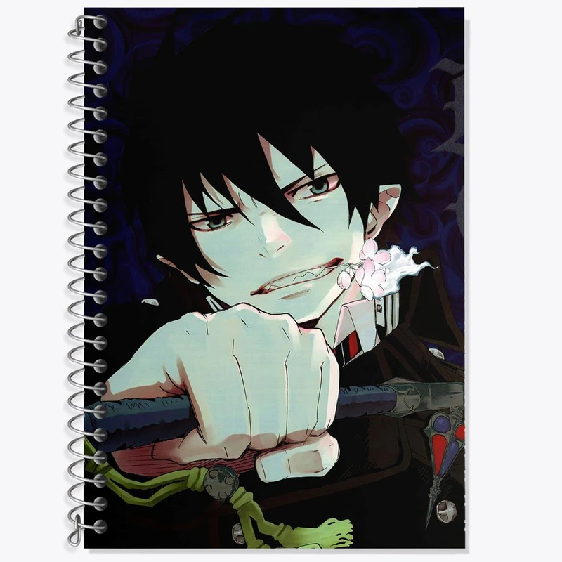 دفتر زبان 50 برگ خندالو مدل دو خط طرح رین انیمه جنگیر آبی کد 16367