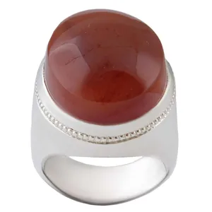 انگشتر نقره مردانه بازرگانی میلادی مدل عقیق یمنی فیلی رکاب دست ساز کد AM_2692