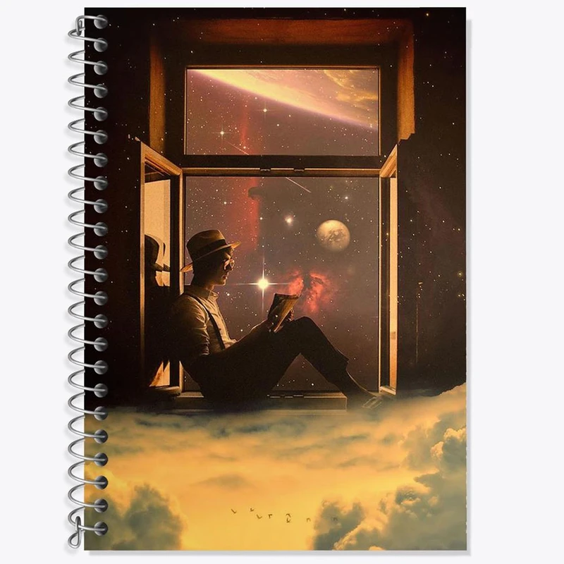 دفتر زبان 50 برگ خندالو مدل دو خط طرح کهکشان کد 25394