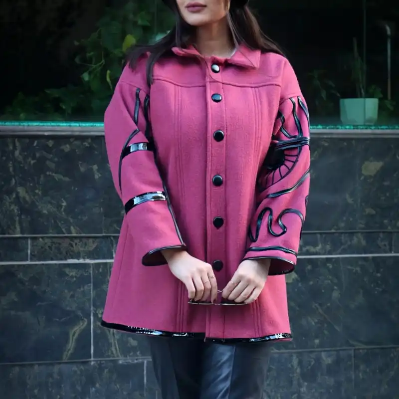 پالتو زنانه مدل چرم دوزی