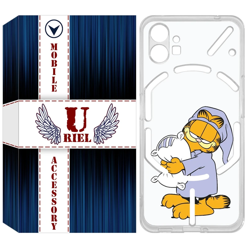 کاور یوریل مدل Clear کد 73 طرح گارفیلد خوابالو مناسب برای گوشی موبایل ناتینگ فون Nothing Phone 1