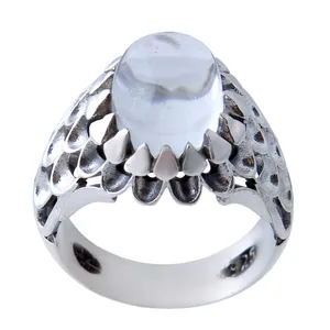 انگشتر نقره مردانه بازرگانی میلادی مدل در نجف رکاب دست ساز پنجره ایی کد AM_1308