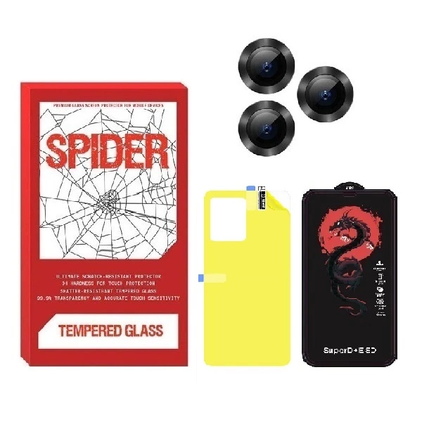 محافظ صفحه نمایش اسپایدر مدل HORO مناسب برای گوشی موبایل اپل iPhone 11 Pro به همراه محافظ پشت گوشی و محافظ لنز دوربین