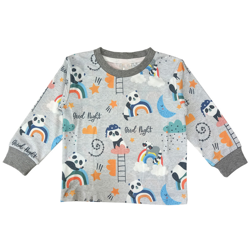 ست تی شرت و شلوار پسرانه مدل پاندا کد 3525 رنگ طوسی