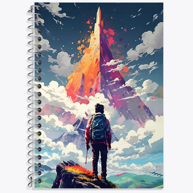 دفتر زبان 50 برگ خندالو مدل سه خط طرح کوهنورد کد N3749