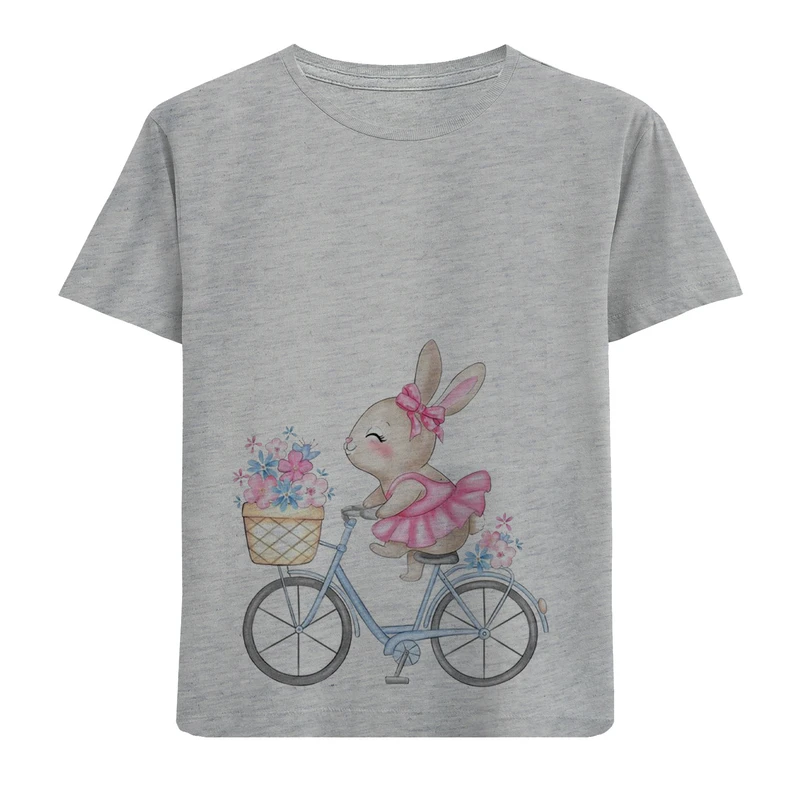 تی شرت آستین کوتاه دخترانه مدل خرگوش دوچرخه سوار D259