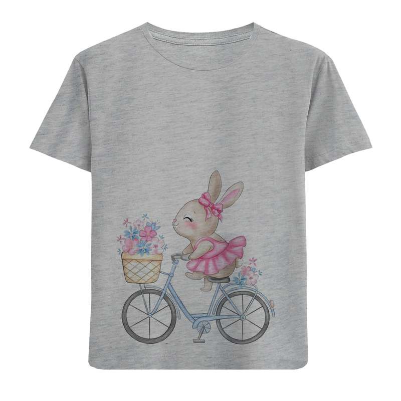 تی شرت آستین کوتاه دخترانه مدل خرگوش دوچرخه سوار D259