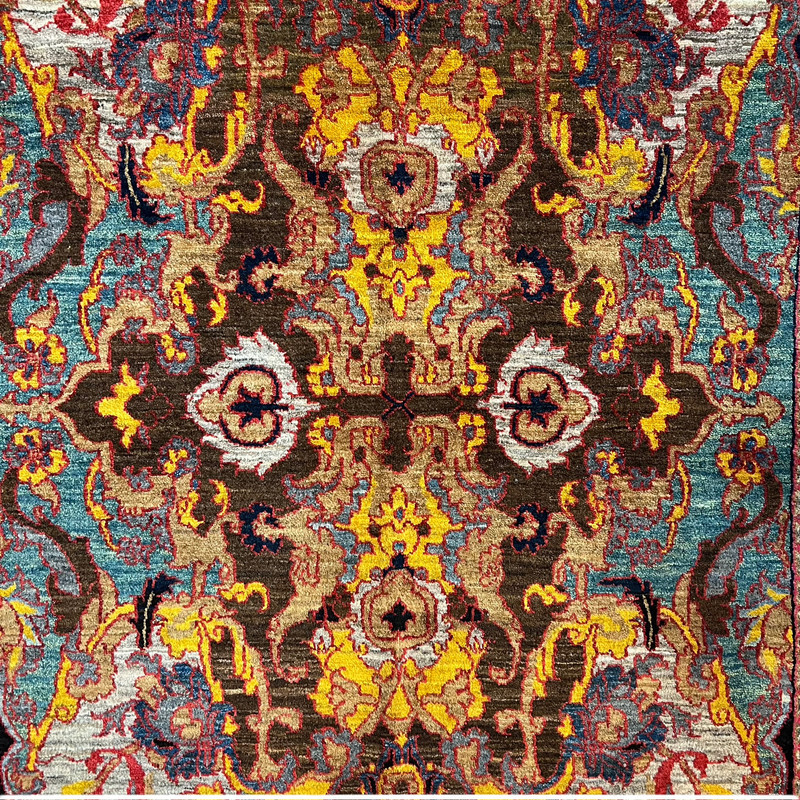 فرش دستبافت ۴ متری مدل مدرن زمینه الوان