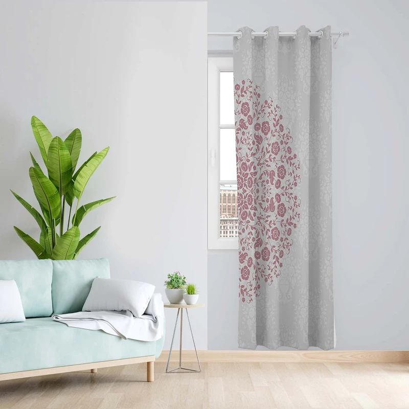 پرده طرح گل مدل مخمل پانچی کد 5163R z سایز 140x200 سانتی متر