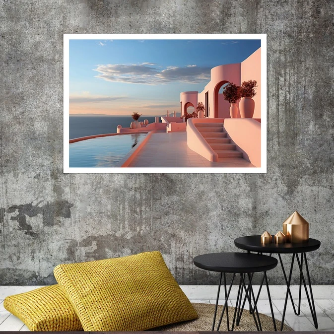 تابلو بکلیت طرح منظره خانه مدرن مدل قاب شاسی W-s8038